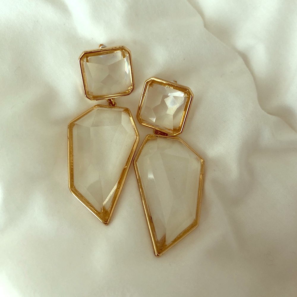 Clear and Gold Earrings.